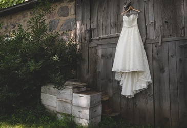 Wedding Dress Hung on Hanger - Wedding Photography Guelph by Devon C Photography